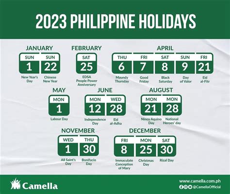 Philippine Holidays 2023 and Special Non.